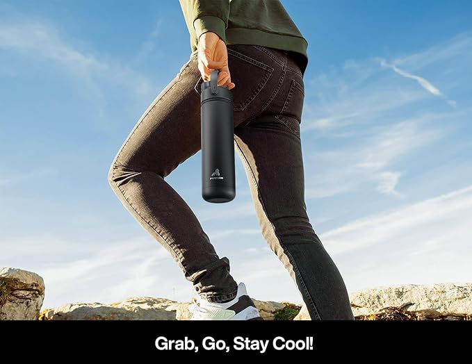 26 oz Insulated Water Bottle with 2-in-1 Straw and Spout Lid, Keep Cold 24H, Leak-Proof, Fits in Car Cup Holder, Stainless Steel Water Bottle for Sports, Travel, and School (Dark Knight)
