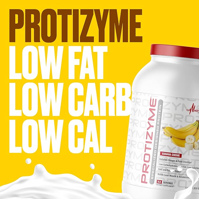 Metabolic Nutrition, Protizyme, 100% Whey Protein Powder, High Protein, Low Carb, Low Fat Whey Protein, Digestive Enzymes, 24 Essential Vitamins and Minerals, 4 Pound (52 ser)