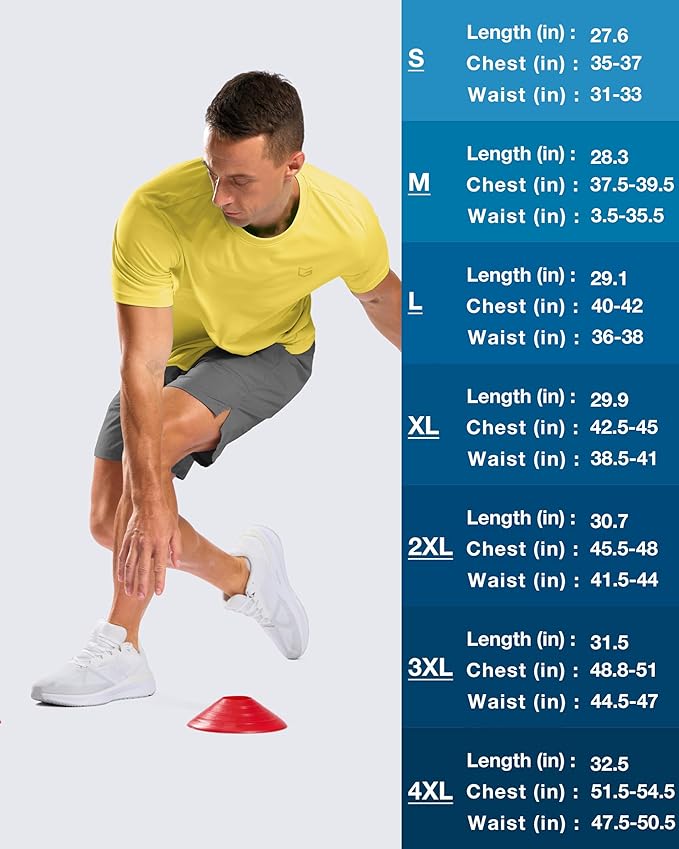 Men's Yellow Athletic T-Shirt Quick Dry Workout Running Top