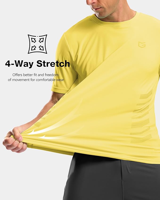Men's Yellow Quick Dry Athletic Running T-Shirt Lightweight Gym Top