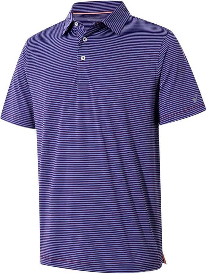 Men's striped short sleeve performance golf polo shirt