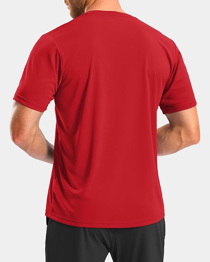 Men's Quick Dry Athletic Running T-Shirt in Vibrant Red Gym Top