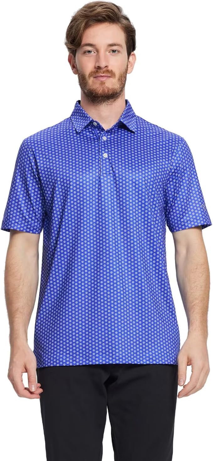 Men's Striped Short Sleeve Golf Polo - Moisture Wicking Dry Fit