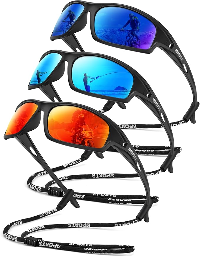 Polarized Sunglasses Men, Sports Sun Glasses Womens UV400 Protection for Fishing Running Driving