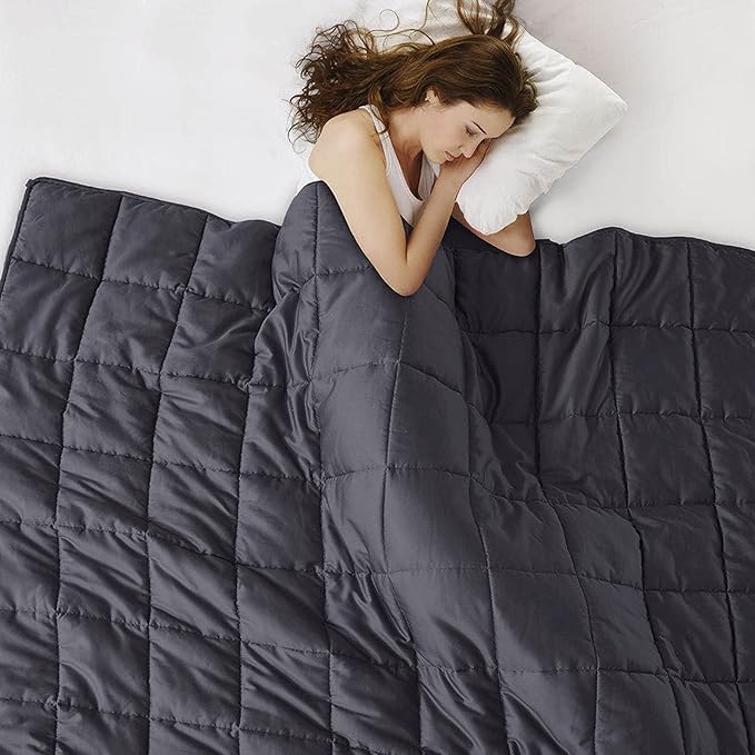 Weighted Blanket (15lbs 60"x80" Queen Size) Cooling Breathable Microfiber Material with Glass Beads Big Heavy Blanket for Adult All-Season Summer Fall Winter Soft Thick Comfort