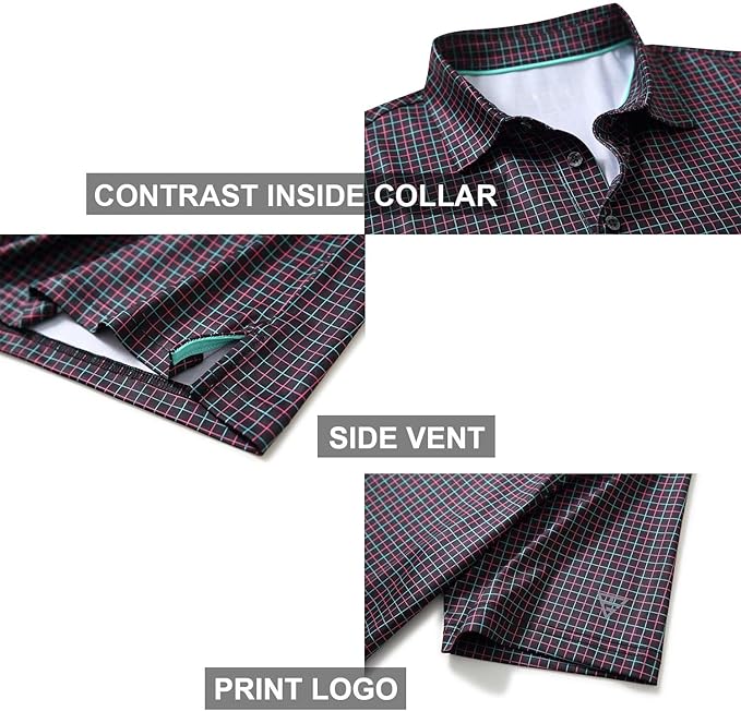 Men's Striped Short Sleeve Golf Polo - Moisture Wicking Performance