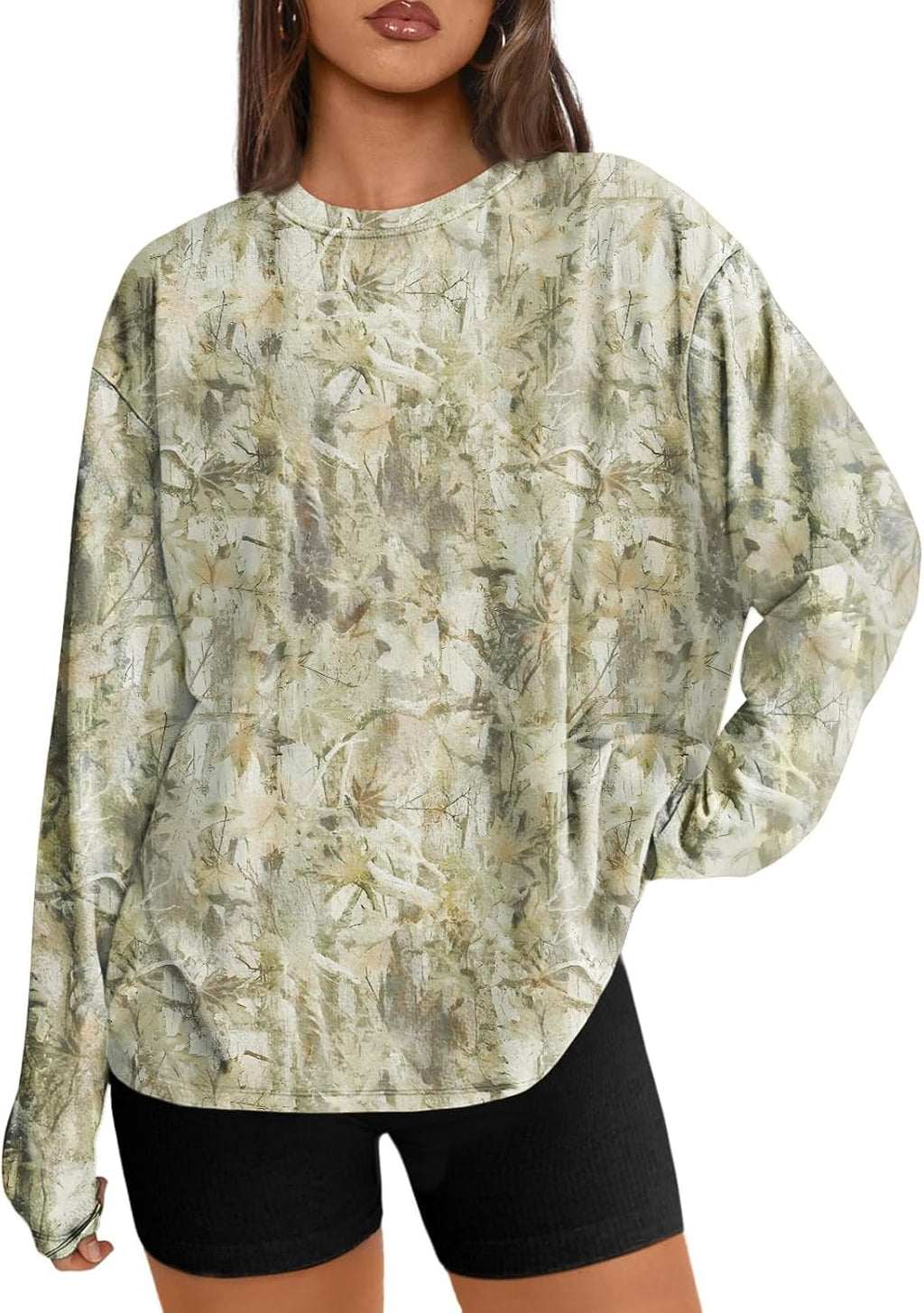 Women's Oversized Long Sleeve T-Shirt Casual Crewneck Basic Tee