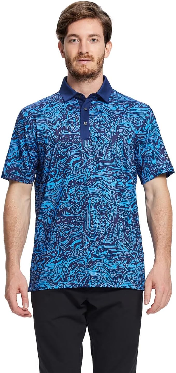 Men's Striped Short Sleeve Golf Polo - Moisture Wicking Dry Fit