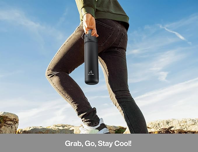 26 oz Insulated Water Bottle with 2-in-1 Straw and Spout Lid, Glow-in-the-Dark, 24H Cold, Leakproof, Fits in Car Cup Holder, Stainless Steel for Sports, Travel, and School (Luminous Flutter)