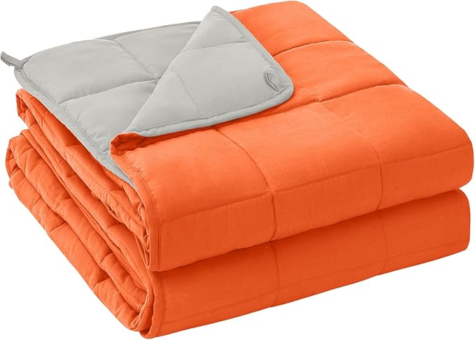 yescool Weighted Blanket for Adults (20 lbs, 88” x 104”, Orange) Cooling Heavy Blanket for Sleeping Perfect for 190-210 lbs, Queen Size Breathable Blanket with Premium Glass Bead, Machine Washable