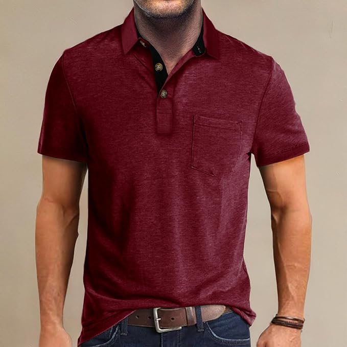 Men's Classic Cotton Polo Shirt Short Sleeve Button Golf Tee