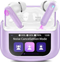 Wireless Earbuds, Bluetooth 5.4 Headphones with Multifunctional Touch Screen, 48H Bass Stereo Ear Buds with ANC/ENC Noise Cancelling/Transparency Mode, IPX7 Earphones with 5 EQ Modes, Purple