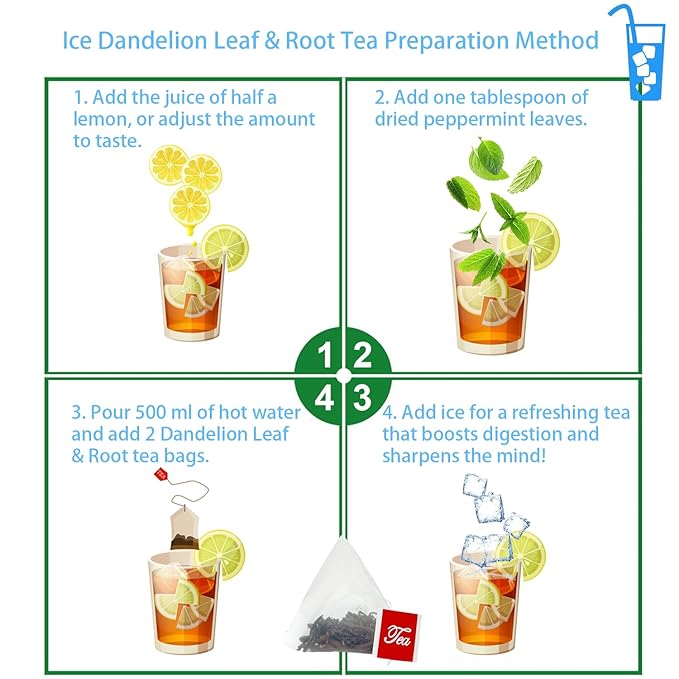 Samcci - Dandelion Leaf & Root Tea bags, 50 Teabags, Natural Roasted Dandelion Herbal Tea for Liver & Kidney Health, Support Digestion & Enhance Immune System, Caffeine Free
