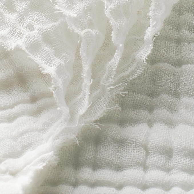 Carriediosa 100% Cotton Muslin Throw Blanket 50" X 70" Throw XL Size，4-Layers Summer Gauze Throws for Bed Couch，Soft Lightweight Breathable Linen Blankets Bedspread for Adults All Season，White