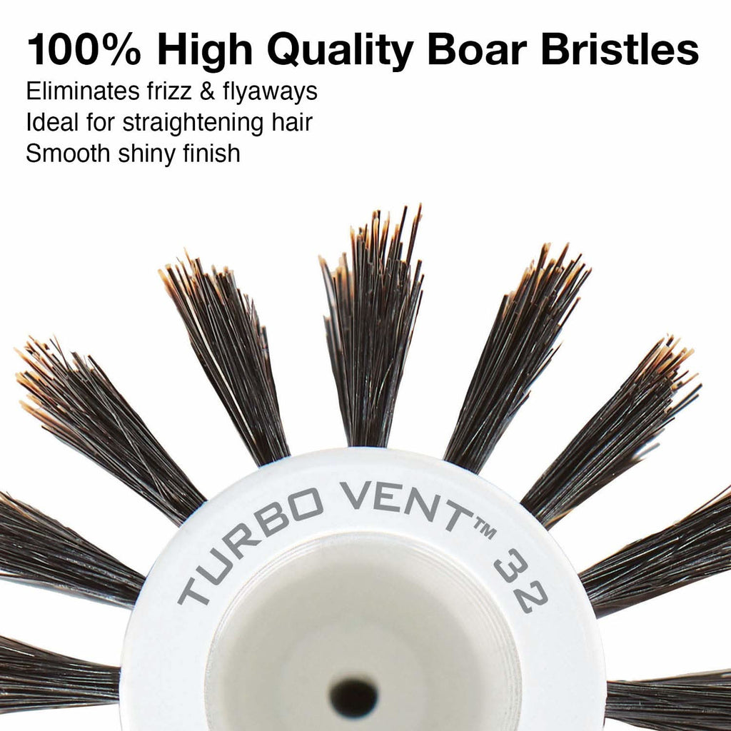 Ceramic Ion Turbo Vent Round Hair Brush with 100% Boar Bristles