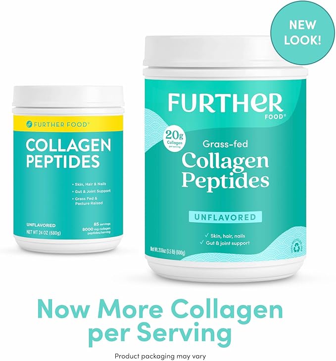 Further Food Unflavored Collagen Peptides Powder, Grass-Fed Pasture-Raised Hydrolyzed Type 1 & 3 Protein Gut Health