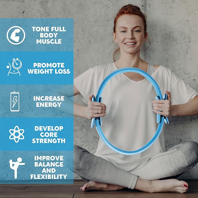 Syhood Pilates Ring 11. 81 Inch Pilates Circle Yoga Ring Magic Lightweight Flexible Workout Equipment for Fitness Physical Therapy Resistance Exercise Arms Legs