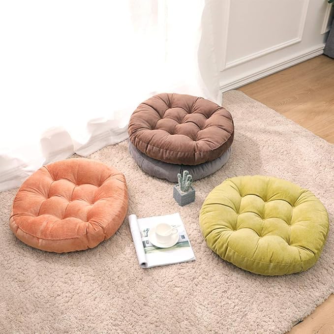 Tiita Floor Pillow Blue Cushion Round Seat Cushion Outdoor Floor Pad Meditation Cushion for Yoga Living Room Sofa Balcony, 22x22 Inch (Blue)