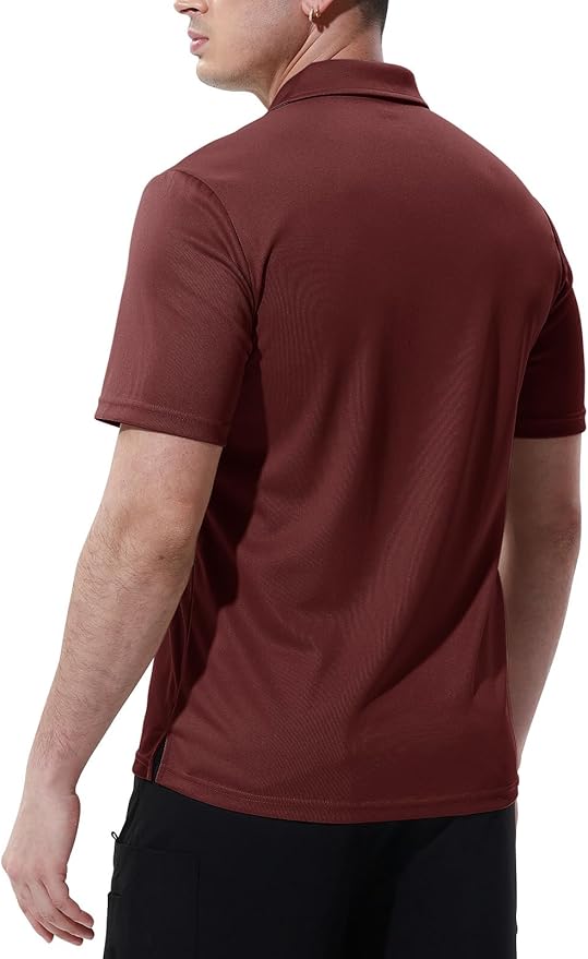 Men's Short Sleeve Quick Dry Polo Shirt with Chest Pocket for Golf