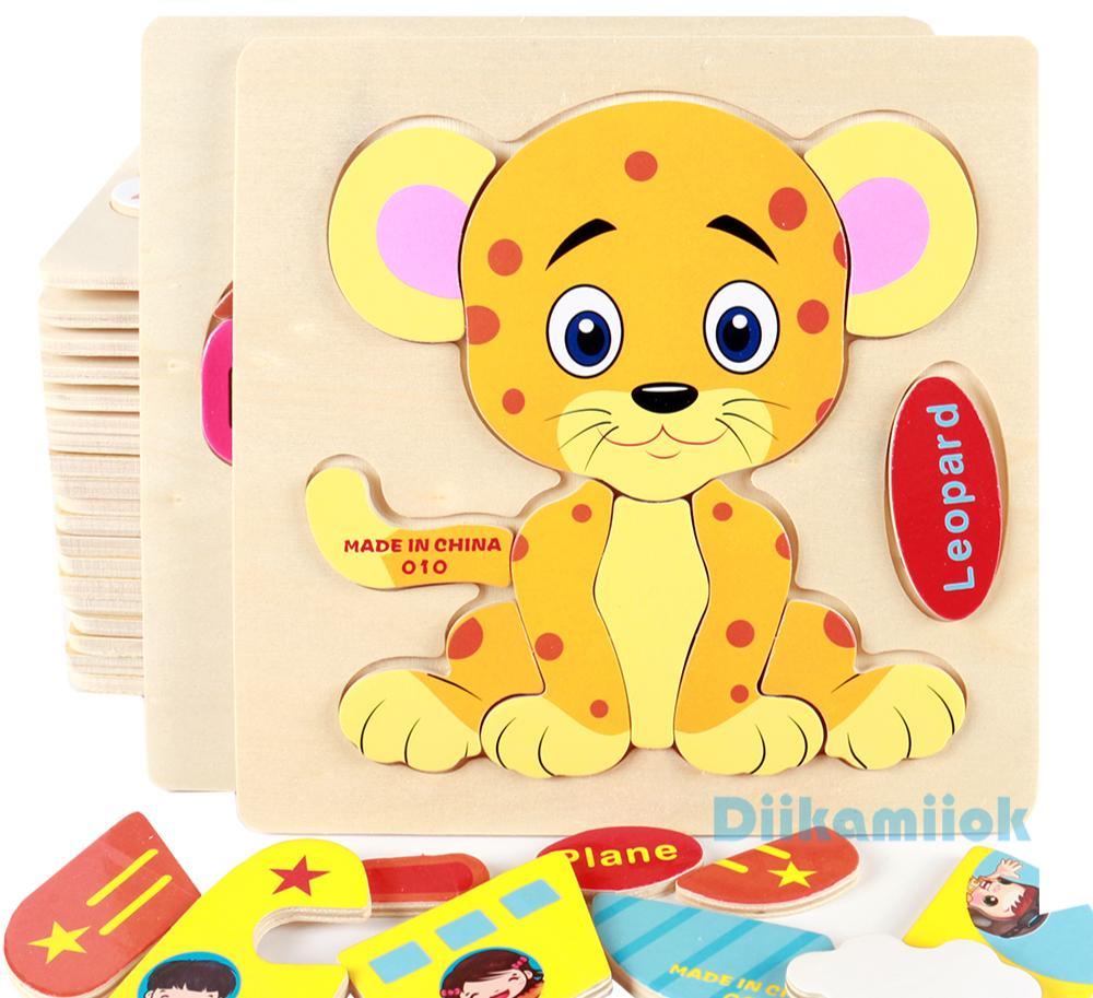 3D Wooden Cartoon Animal & Fruit Intelligence Puzzle for Kids