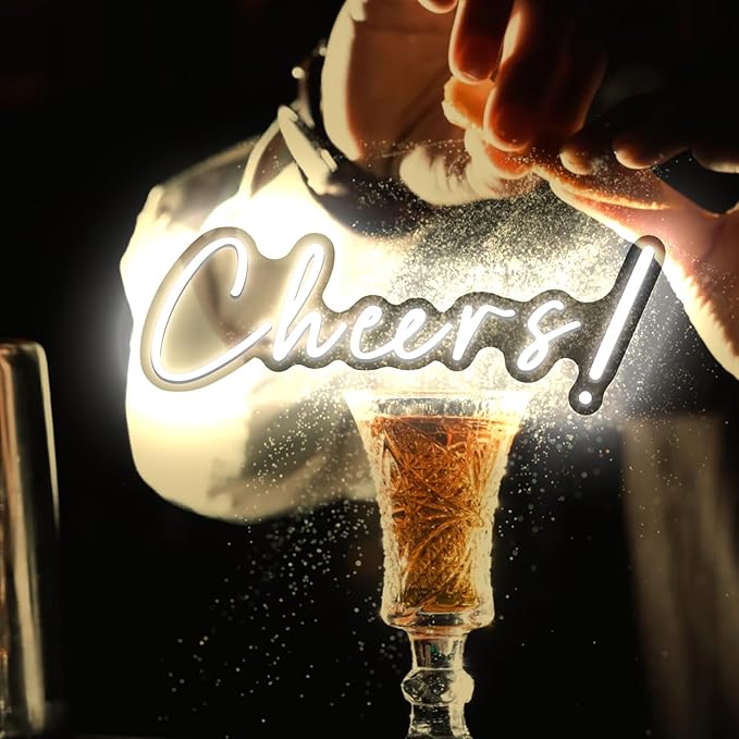 Cheers Neon Signs Cheer Sign for Bar Light Sign for Wall Decor USB Powered Neon Sign for Bar Club Gaming Room Home Birthday Party Decor Sign Gift White (18.5 * 6.69in)