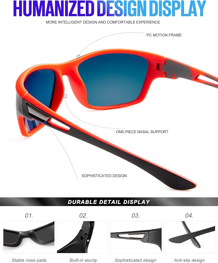 KALIYADI Polarized Sunglasses for Men, Sports Sun Glasses for Driving Cycling Fishing with UV protection