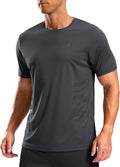 Men wearing a lightweight moisture-wicking short sleeve athletic shirt during a workout.