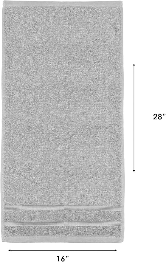Kaufman - Premium Hand Towels Set for Bathroom, Spa, Gym, and Face Towel 100% Cotton Ring Spun, Ultra Soft Feel and Highly Absorbent Towels (Light Gray, 6-PK)