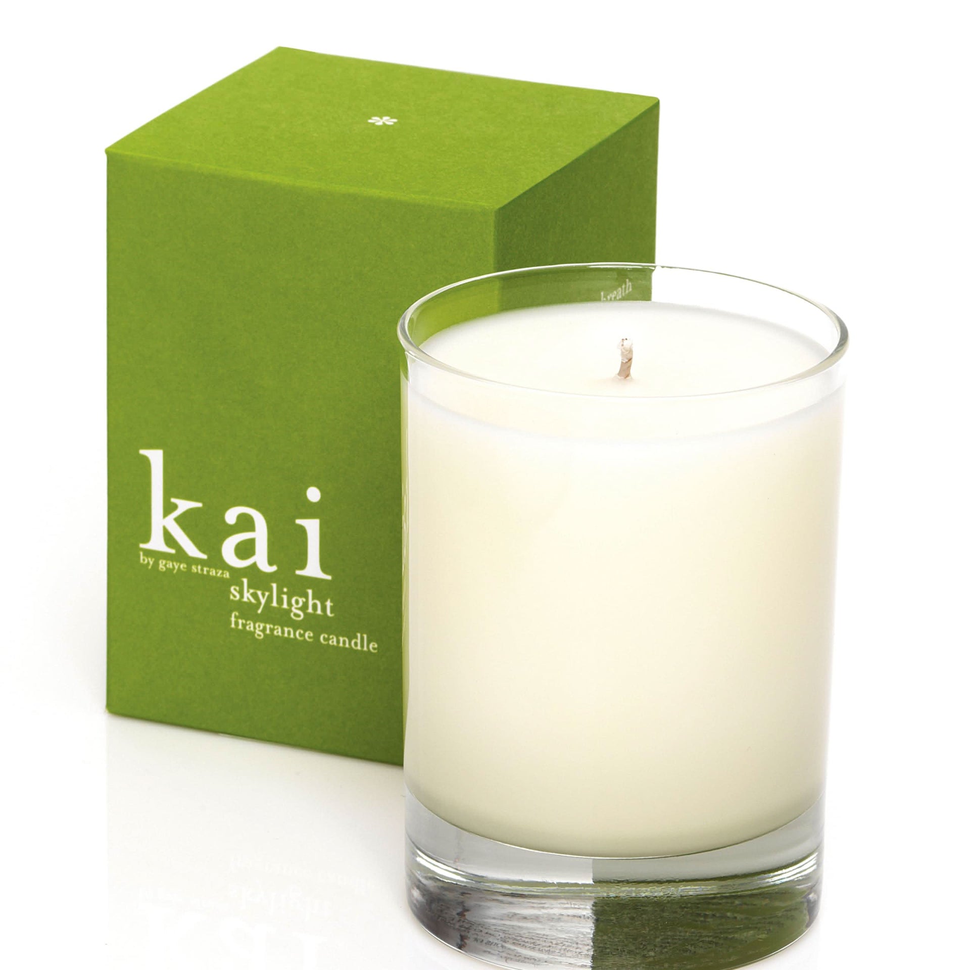 Kai Fragrance Skylight Candle featuring a minimalist design and exotic white floral scent.