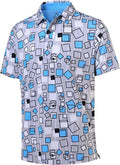 Men wearing a stylish printed short-sleeve performance golf polo shirt