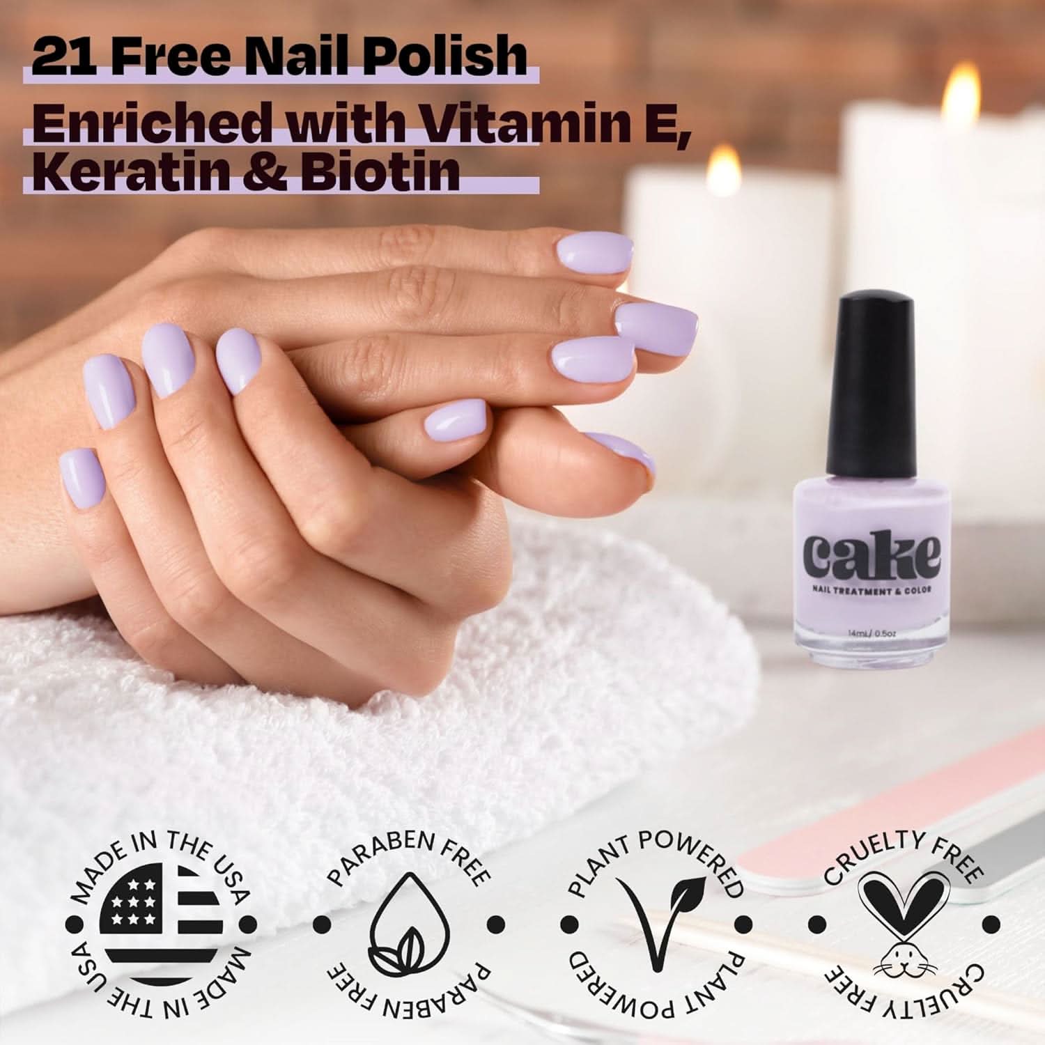 CAKE Nail Strengthening Polish Wisps of Lilac 0.5 fl oz