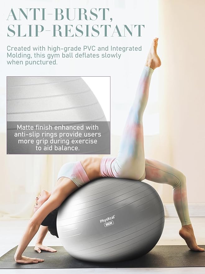 Yoga Ball for Exercise, Pilates Set, 4 Sizes Fitness Ball for Workout, Birthing, Pregnancy, Physical Therapy- Pump Included
