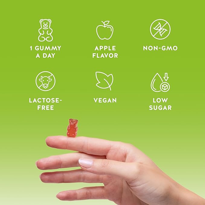 Apple Cider Vinegar Gummy Bears - Metabolism Booster Complex with Vitamin B6, B12, Iodine, Folic Acid - Well-Being & detoxification - Vegan - Balanced Gut (30 Gummies)
