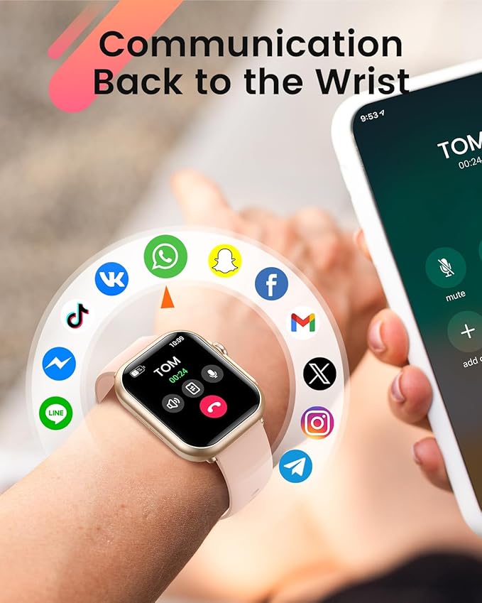Smart Watch for Women for iPhone&Android: 100 Day+Battery Life, Smart watch(Answer/Make Calls) with 24/7 SpO2 Sleep Heart Rate Monitor,5ATM Waterproof,Fitness Tracker with 120+ Sport,Reloj Inteligente