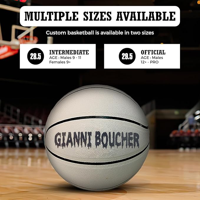 HAMMET Personalized Basketball – Customized Basketball with Your Name or Text – Multiple Colors, Fonts & Designs Available – Durable for Indoor and Outdoor - Ideal Gift for Son, Daughter, Boy or Girl