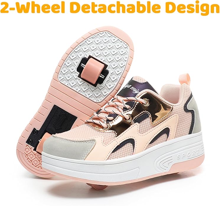 Wooowyet Roller Skate Shoes for Kids Boys Girls Rechargealbe Wheels Sneakers Fashion Roller Wheeled