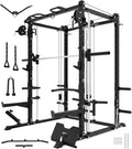 Eonfit E3 Smith Machine with 360°Rotating Arm for Home Gym Equipment, Multi-Function Power Cage Squat Rack with Cable Crossover LAT Pulldown Pulley System All in One