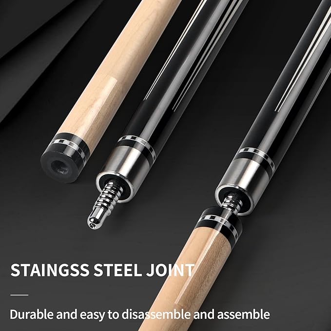 Kmise Professional Pool Cue Stick - 19 20 21oz Canadian Maple Cue Sticks, Low Deflection Shaft with Telescopic Carbon Fiber Extension, Pool Sticks for Aults, Billiard Cue Sticks with Leather Cue Case
