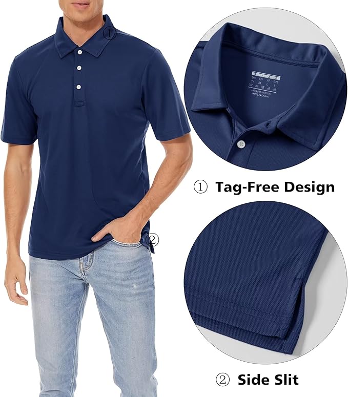 Men's Quick-Dry Navy Blue Polo Shirt