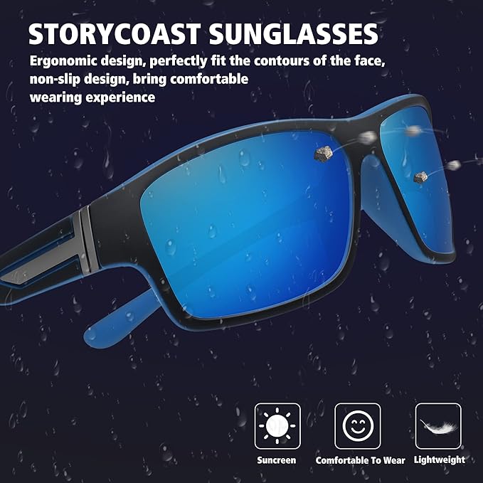 STORYCOAST Polarized Sports Sunglasses for Men Women Unbreakable Frame Cycling Fishing Driving