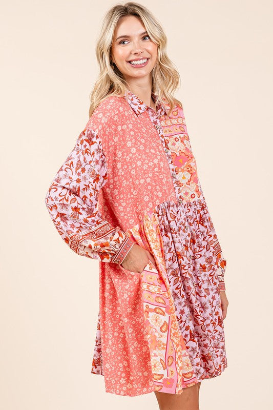 Floral Tie Waist Flutter Sleeve Tiered Dress