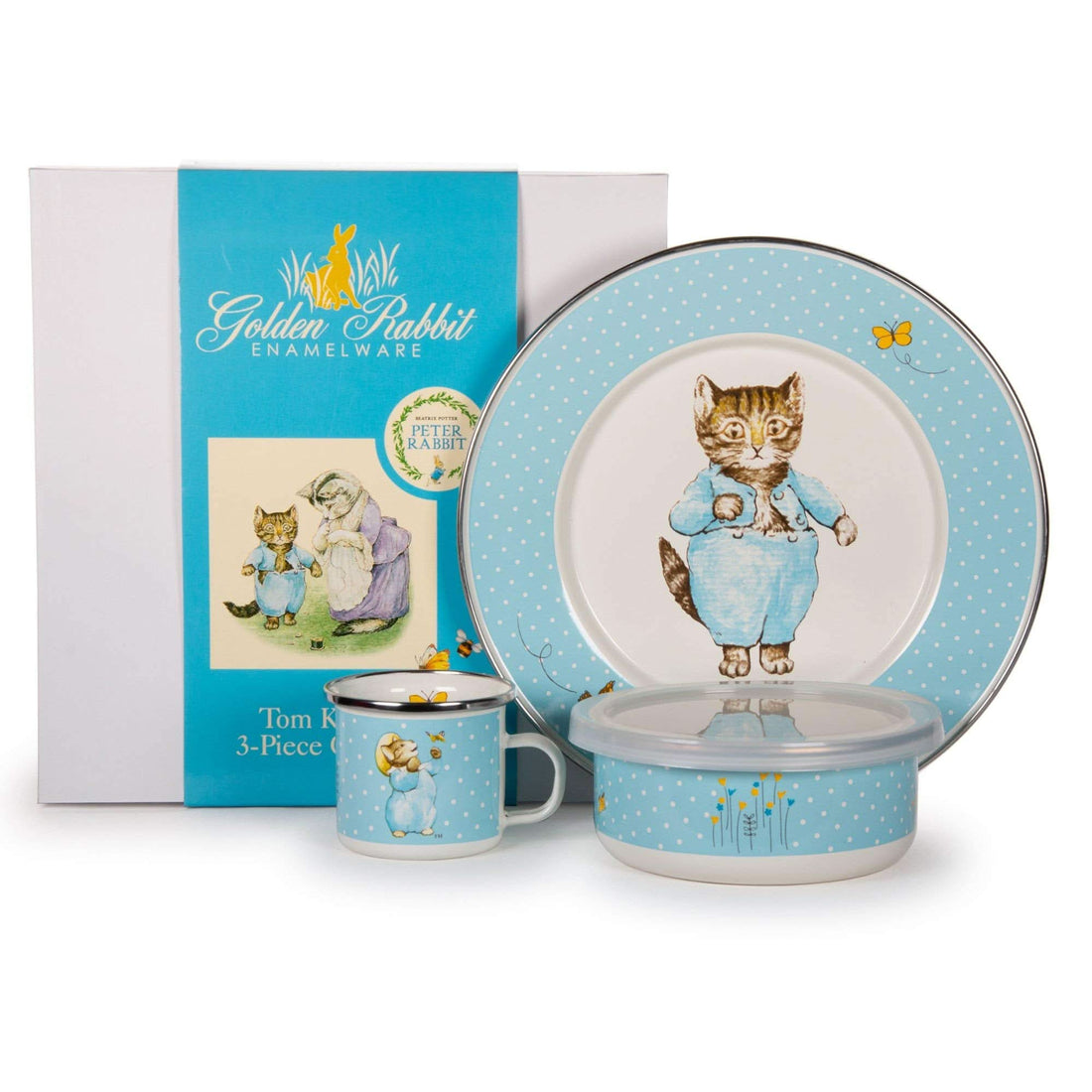Golden Rabbit Enamelware 3-Piece Child Dinner Set – Durable & Non-Toxic