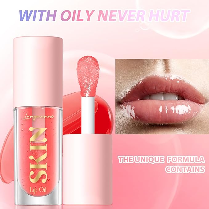LANGMANNI Moisturizing Lip Oil,No-Sticky Lip Gloss Lip Balm Lip Care,Fruit Flavoured Lip Oil For Dry Lip's Moisturizing Hydrating And Nourishing ((Chocolate+Coco))