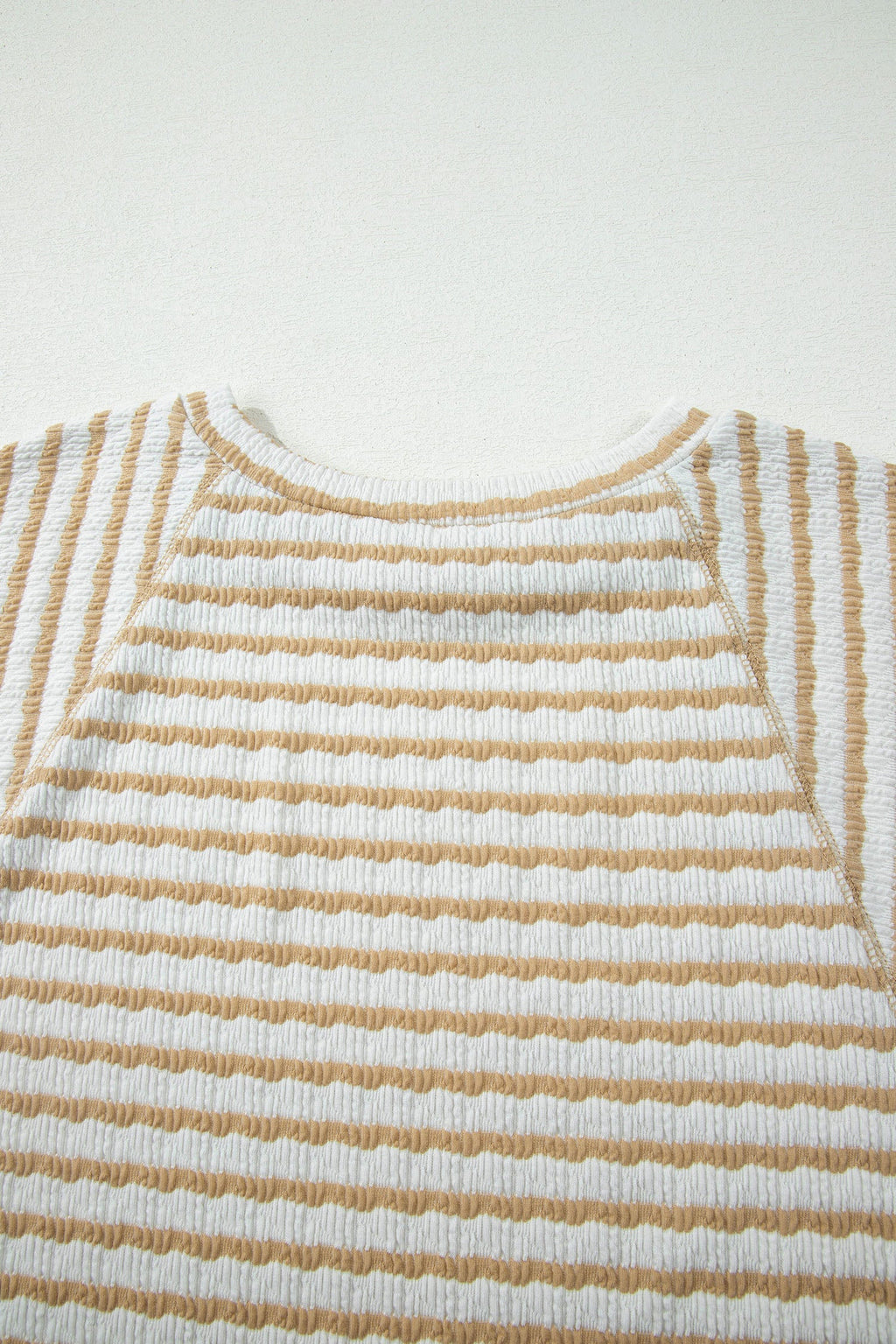 Liv Detail Half Sleeve Striped Knit Top - White & Tan