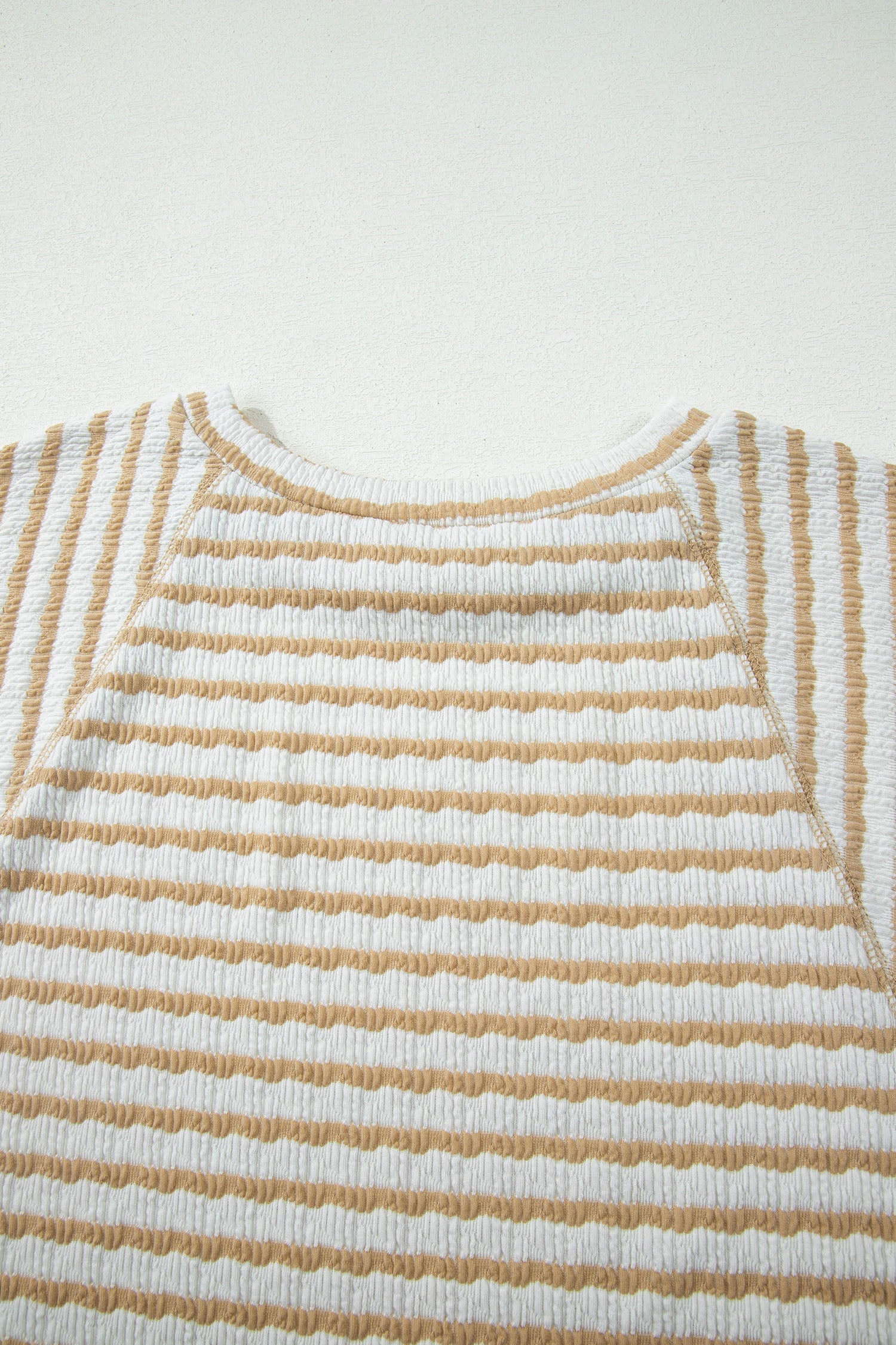Liv Detail Half Sleeve Striped Knit Top - White & Tan