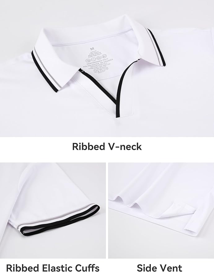 Men's Jacquard Golf Polo Shirt Moisture Wicking Dry Fit Active Tee