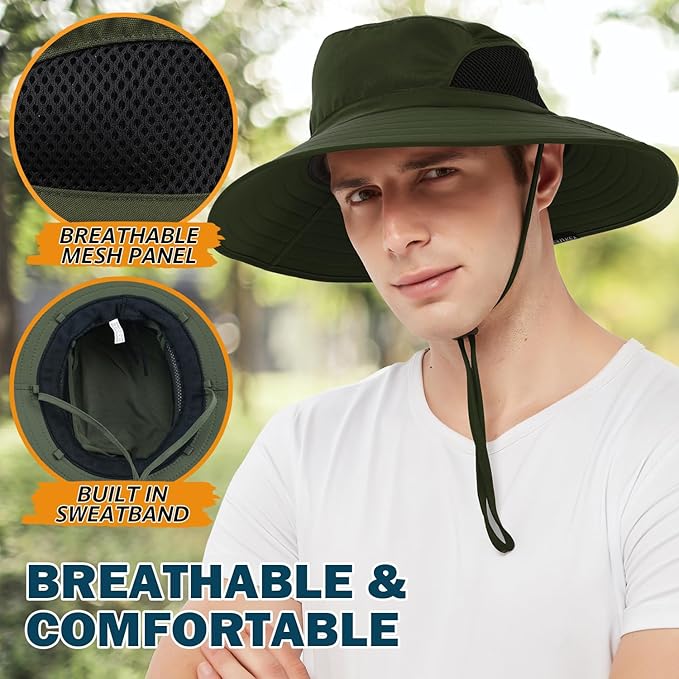 EINSKEY Wide Brim Sun Hat, UPF 50+ UV Protection Waterproof Packable Bucket Hat for Men & Women, Fishing Hiking Beach Garden