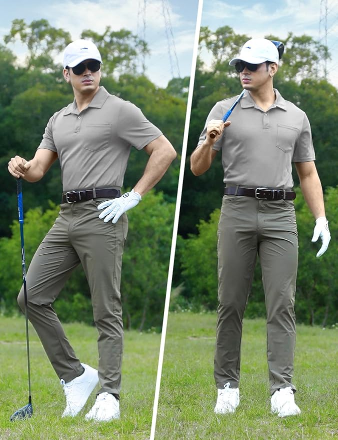 Men's Quick-Dry Golf Polo Shirt with Chest Pocket Short Sleeve