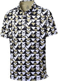 Men wearing a stylish printed short-sleeve performance golf polo shirt