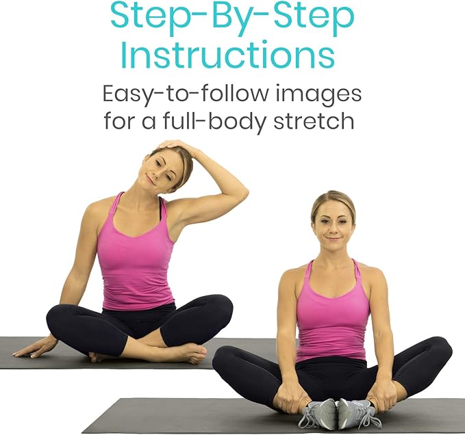 Vive Workout Posters for Home Gym - 52 Streching Exercises Full Body Workout - Laminated Pre Post Routines Wall Chart - Bodyweight Poses Instruction Guide for Core, Abs, Legs, Glutes, Upper Body